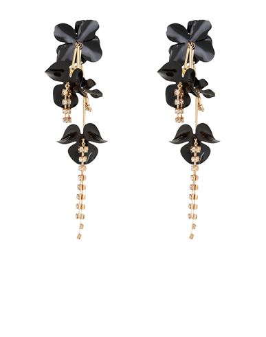 8 By Yoox Flower And Rhinestones Big Earrings Woman Earrings Black Size - Iron, Enamel, Copper, Glas