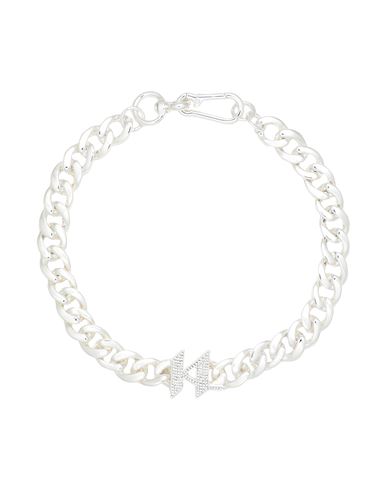Karl Lagerfeld K/monogram Chain Pave Necklace Woman Necklace Silver Size - Zinc Alloy, Brass, Glass