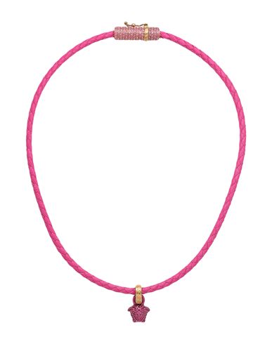Versace Woman Necklace Fuchsia Size - Soft Leather, Metal In Pink