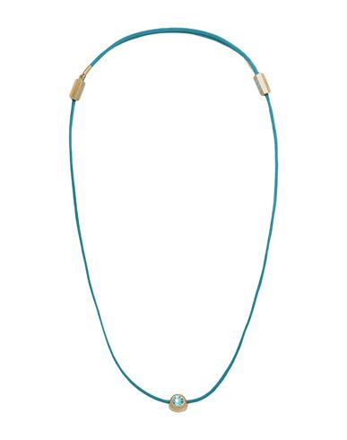 Versace Woman Necklace Turquoise Size - Textile Fibers, Metal In Blue