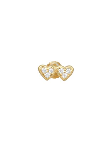 Kurshuni Twin Heartsingle Earring Woman Single Earring Gold Size - 925/1000 Silver, Cubic Zirconia