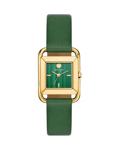 TORY BURCH TORY BURCH THE MILLER SQUARE WOMAN WRIST WATCH EMERALD GREEN SIZE - STAINLESS STEEL, SOFT LEATHER