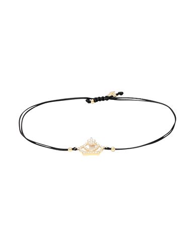 Kurshuni Crown String Bracelet Woman Bracelet Black Size - 925/1000 Silver, Cubic Zirconia