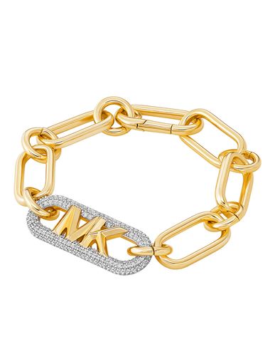Michael Kors Women's 14k-gold-plated & Cubic Zirconia Empire Logo Chain Bracelet In Yellow Gold