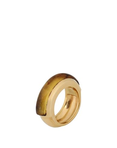 Shyla Orion Ring Woman Ring Ocher Size 7 925/1000 Silver, 916/1000 Gold Plated, Glass In Yellow