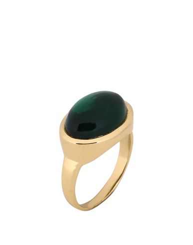 Shyla Sian-ring-gold Woman Ring Emerald Green Size 7.75 925/1000 Silver, 916/1000 Gold Plated, Glass