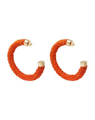 Shop Jacquemus Woman Earrings Orange Size - Natural Raffia