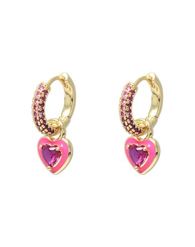 Luv Aj Woman Earrings Gold Size - Metal, Cubic Zirconia In Pink