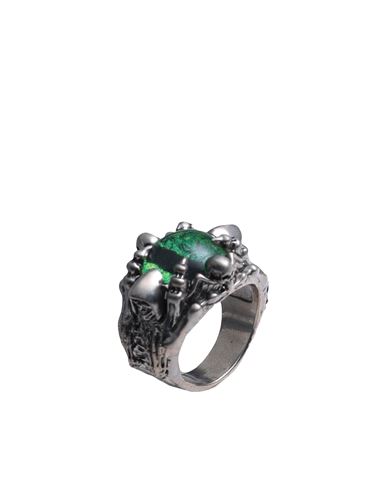 Shop Dsquared2 Man Ring Green Size M Silver, Brass, Resin