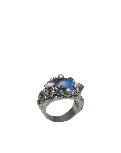 Dsquared2 Man Ring Blue Size M Silver, Brass, Resin
