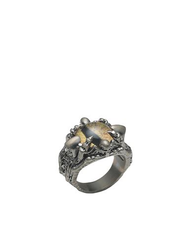 Dsquared2 Man Ring Yellow Size M Silver, Brass, Resin