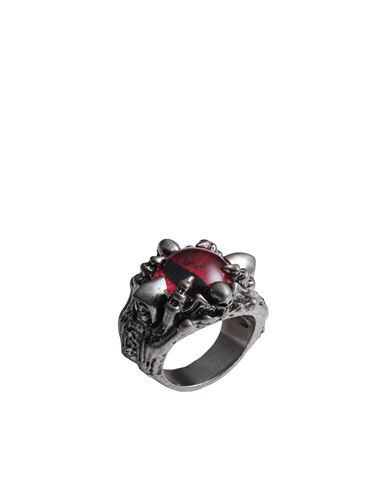 Dsquared2 Man Ring Red Size M Silver, Brass, Resin