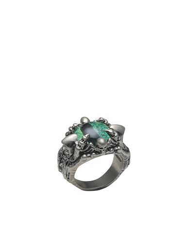 Shop Dsquared2 Woman Ring Green Size L Silver, Brass, Resin