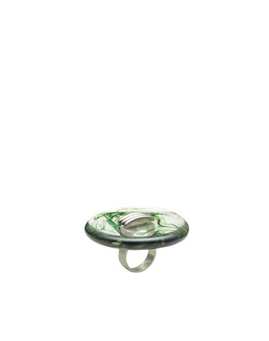 Dsquared2 Woman Ring Emerald Green Size M Natural Resin, Metal