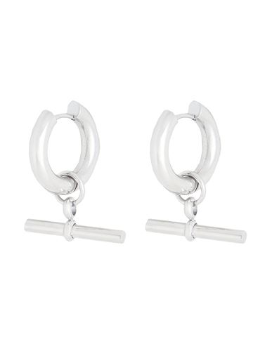 8 By Yoox Hoops With Stick Pendants Woman Earrings Silver Size - Stainless Steel