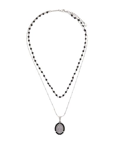 Shop Dsquared2 Woman Necklace Black Size - Brass, Glass, Silver, Resin