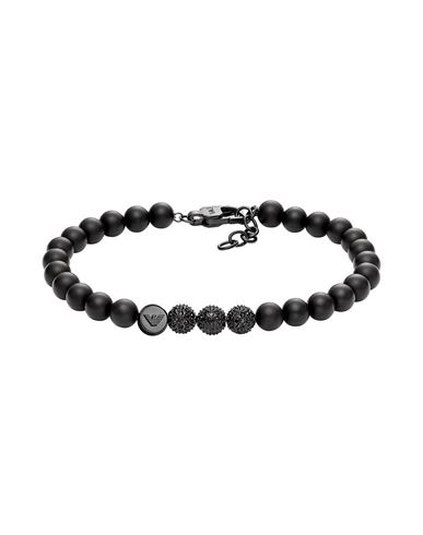 Emporio Armani Man Bracelet Black Size - Stainless Steel, Onyx