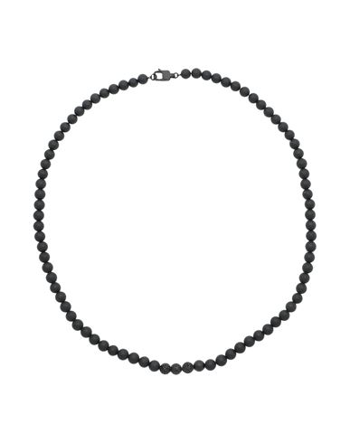 Shop Emporio Armani Man Necklace Black Size - Stainless Steel, Onyx