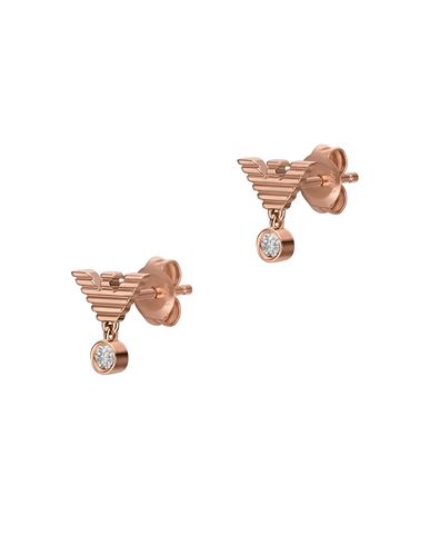 Emporio Armani Woman Earrings Rose Gold Size - 925/1000 Silver, Crystal