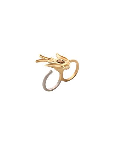 Maison Margiela Woman Ring Gold Size V Brass, Glass