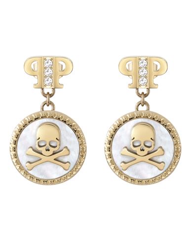 Shop Philipp Plein Plein Mini Logo Crystal Dangle Earrings Woman Earrings Gold Size Onesize Stainless Ste