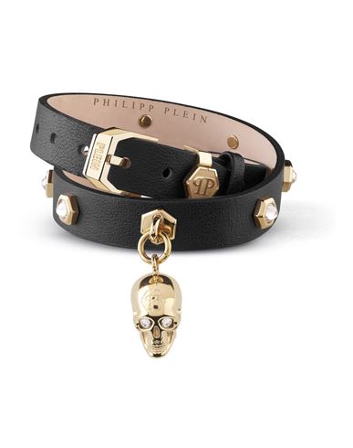 Shop Philipp Plein 3d $kull Crystal Calf Leather Bracelet Woman Bracelet Gold Size Onesize Calfskin