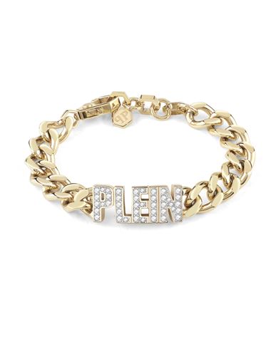 Shop Philipp Plein Lettering Crystal Cuban Links Bracelet Woman Bracelet Gold Size Onesize Stainless Stee