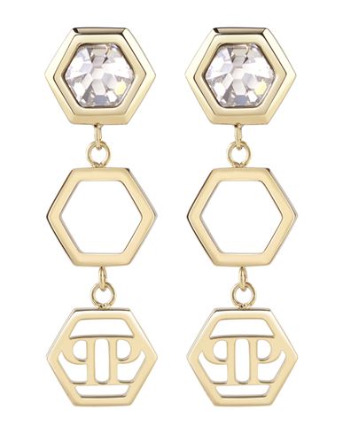 Philipp Plein Gold-tone Ip Stainless Steel Crystal Hexagon Logo Triple Drop Earrings In Ip Yellow Gold
