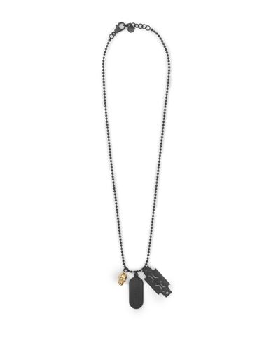 Shop Philipp Plein Plein Tag Bead Chain Necklace Man Necklace Black Size Onesize Stainless Steel