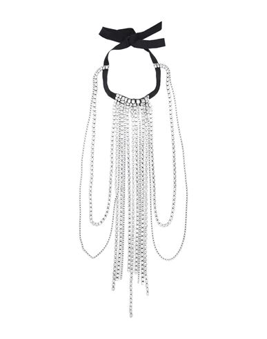 Shop Isabel Marant Woman Necklace Silver Size - Brass, Glass, Cotton