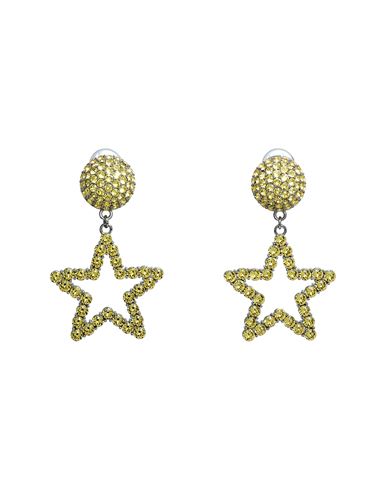 Moschino Woman Earrings Yellow Size - Brass, Crystal