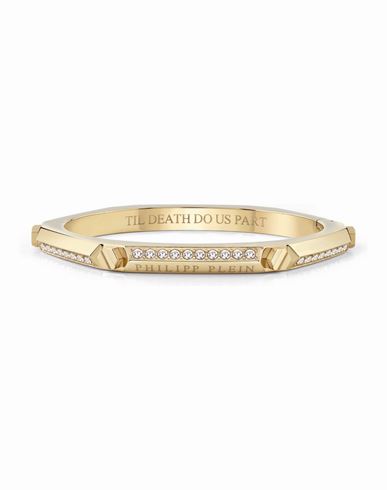 Shop Philipp Plein The Plein Cuff Crystal Bangle Bracelet Woman Bracelet Gold Size 6 Stainless Steel