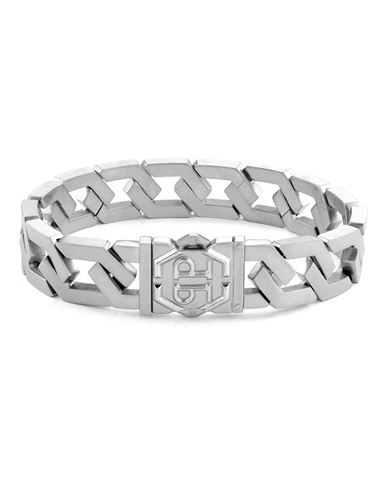 Shop Philipp Plein Hexagon Tactical Buckle Cable Chain Bracelet Man Bracelet Silver Size 6 Stainless Stee