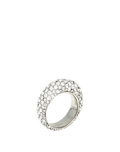 Amina Muaddi Woman Ring Silver Size 6.75 Metal, Crystal