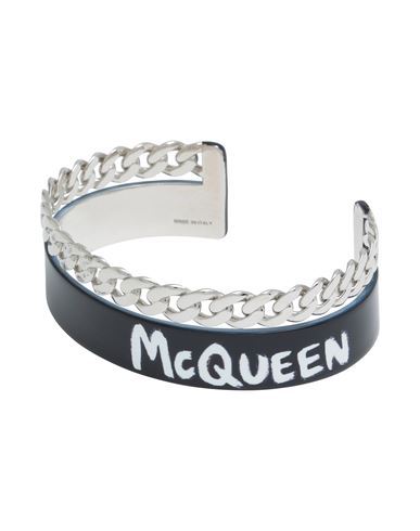Alexander Mcqueen Woman Bracelet Black Size M Metal In Blue