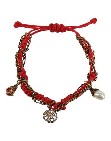 Alexander Mcqueen Logo Friendship Bracelet Woman Bracelet Red Size - Cotton