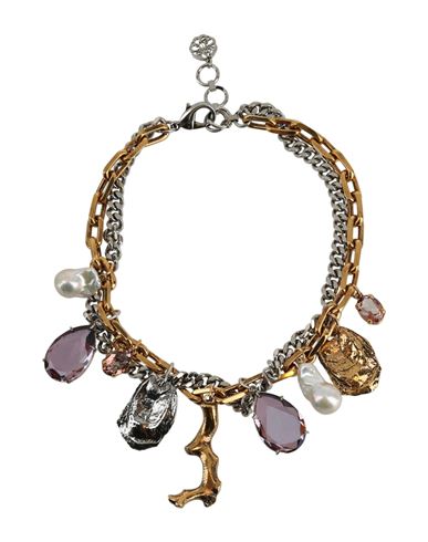 Alexander Mcqueen Two-tone Charms Chain Choker Woman Necklace Multicolored Size - Brass In Fantasy
