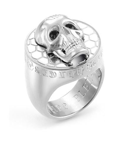 Philipp Plein 3d $kull Crystal Ring Man Ring Silver Size 11.5 Stainless Steel