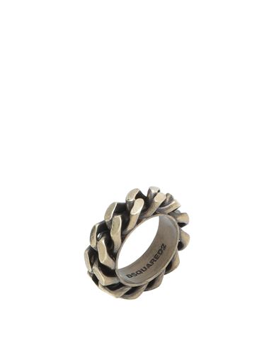 Dsquared2 Man Ring Platinum Size L Brass In Grey