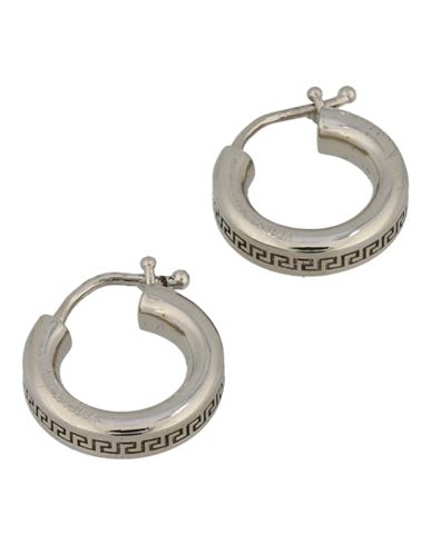 Versace Greca Hoop Earrings Woman Earrings Silver Size - Metal In Metallic