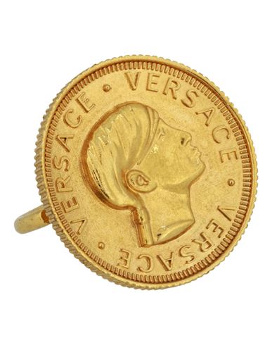 Shop Versace Dontella Coin Double Finger Ring Woman Ring Gold Size 6 Metal