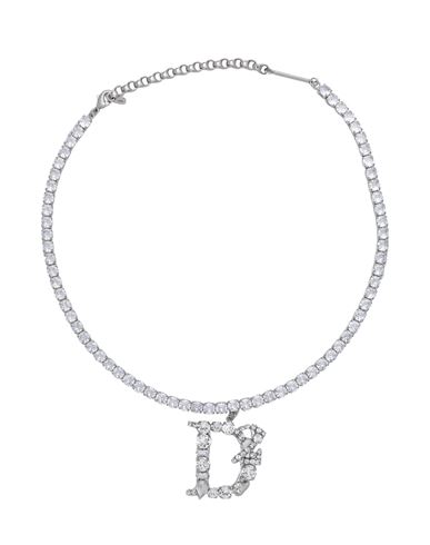 Dsquared2 Woman Necklace Silver Size - Metal, Crystal In Metallic