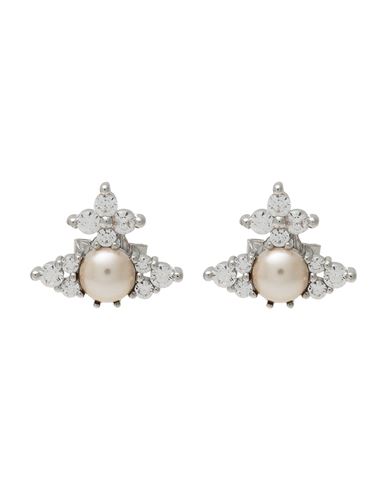 Vivienne Westwood Feodora Earrings Woman Earrings Silver Size - Recycled Brass, Cubic Zirconia, Glas In Silver
