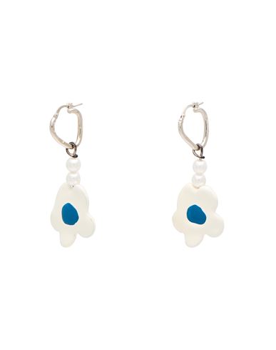 Marni Woman Earrings White Size - Metal In Metallic