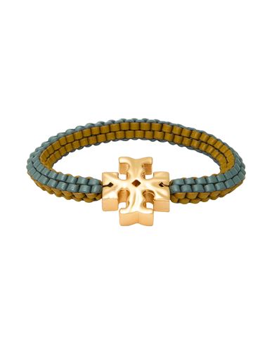 Tory Burch Woman Bracelet Mustard Size - Metal, Leather In Yellow