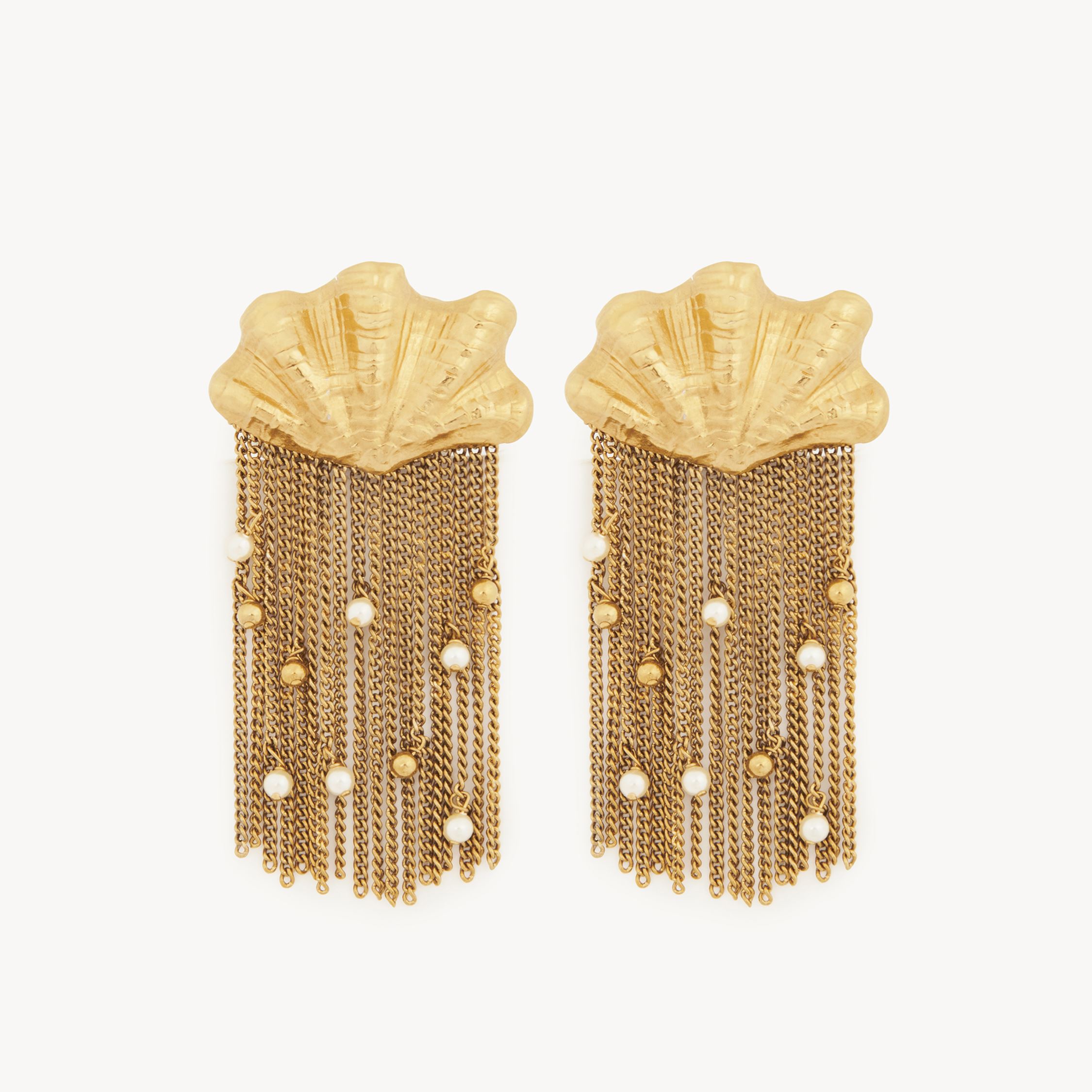 Chloé The  Shells Earrings Gold Size Onesize 100% Brass, Borosilicate Glass In Gold