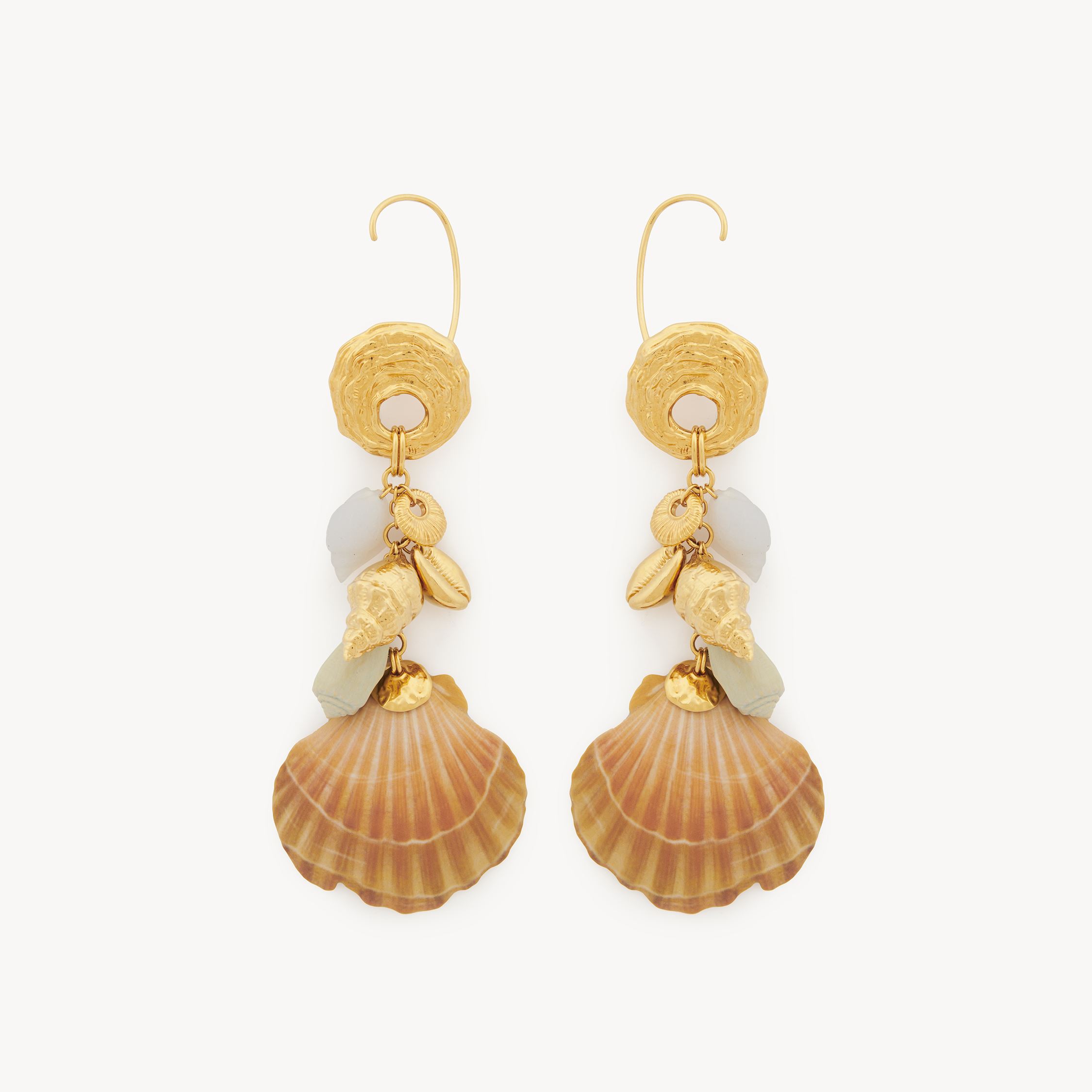 Chloé The  Shells Mono Earring Beige Size Onesize 100% Brass, Aluminium In Beige