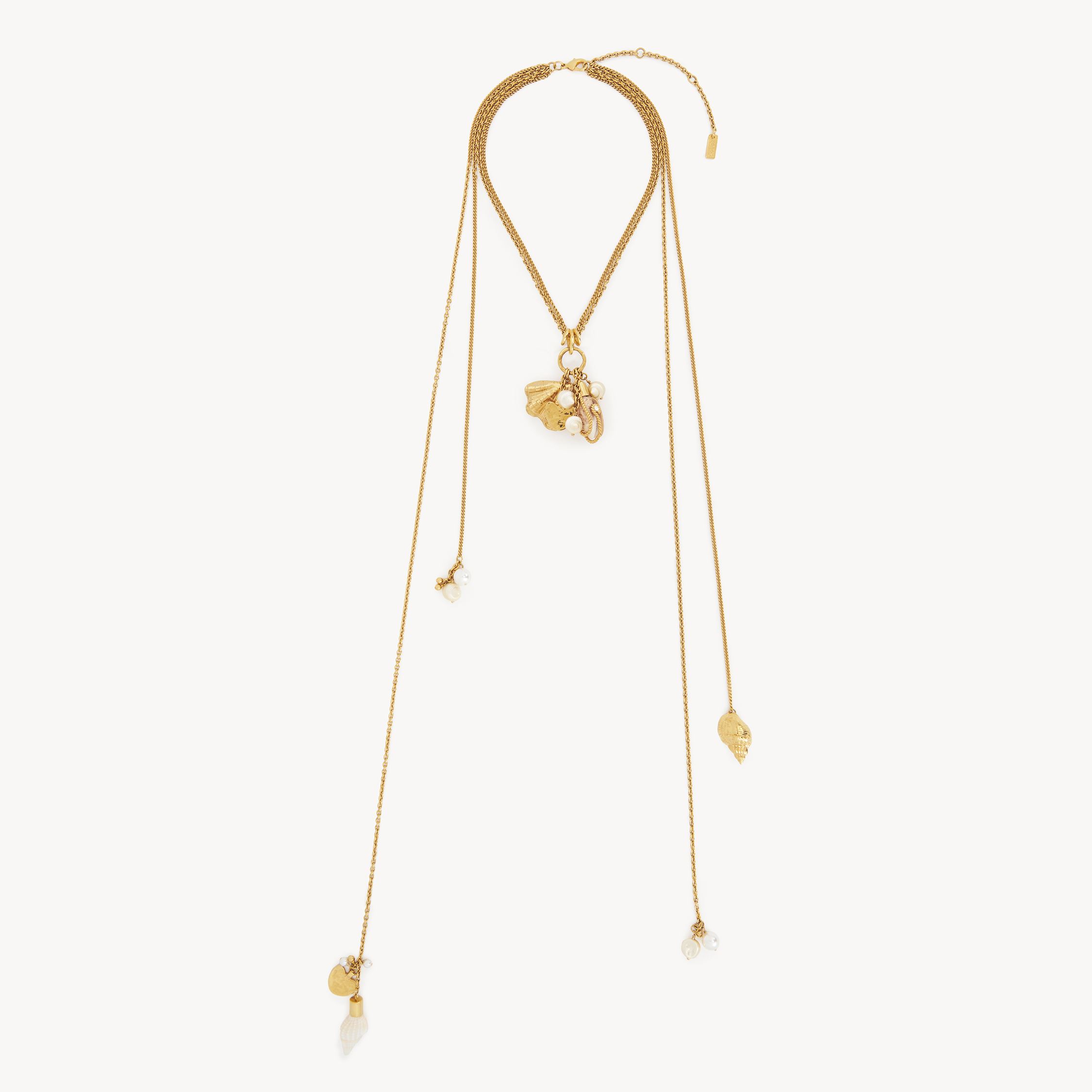 Shop Chloé The  Shells Scarf Necklace Gold Size Onesize 100% Brass, Borosilicate Glass, Oliva Concavospira In Or