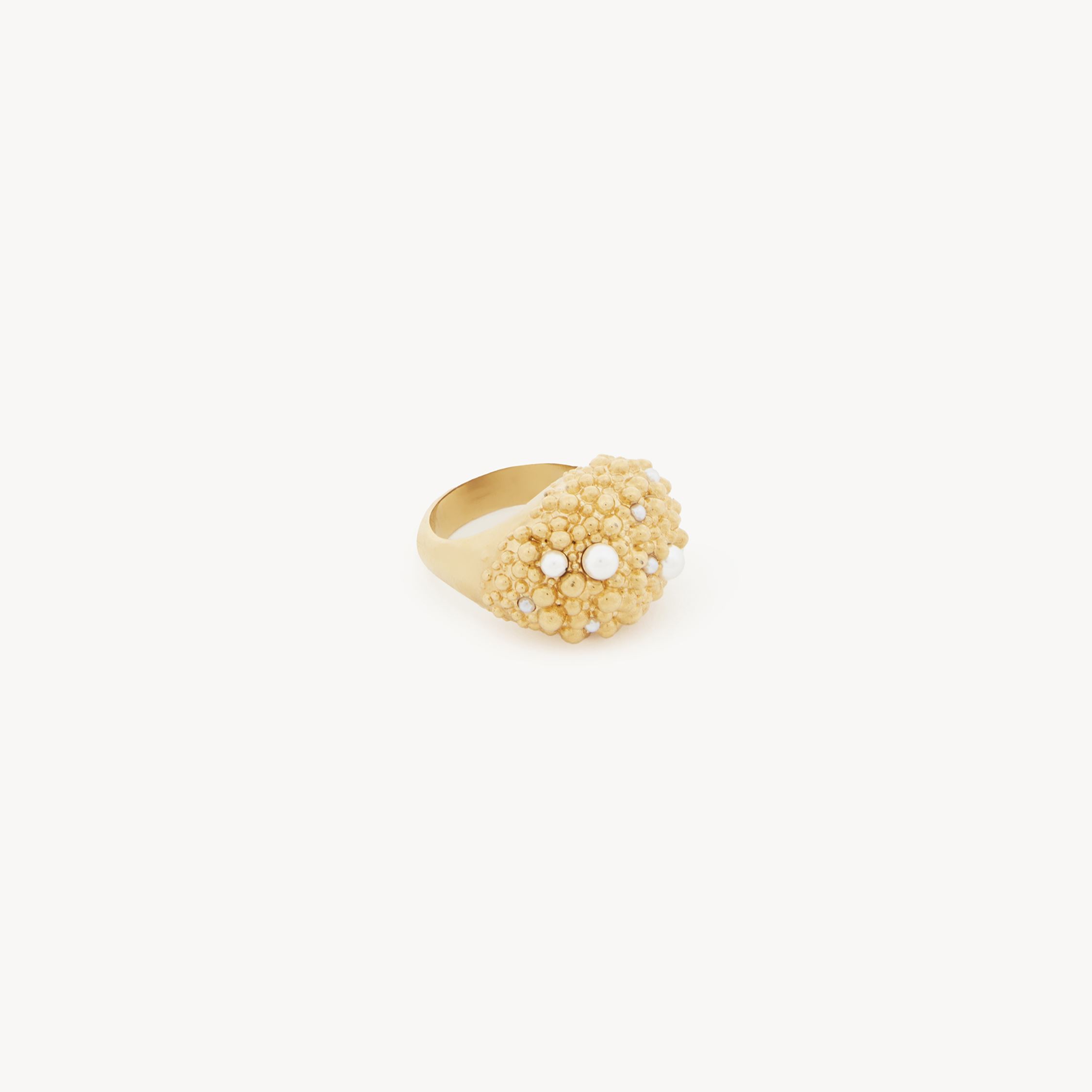 Chloé The  Shells Ring Gold Size L-½ 100% Brass, Borosilicate Glass In Gold