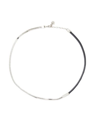 Versace Man Necklace Silver Size - Leather, Metal